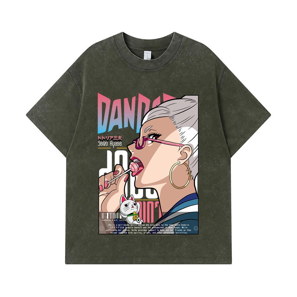 275 GSM Washed T-shirts 100% Cotton DanDaDan V10 Seiko Print Unisex Heavy Cotton T Shirt S