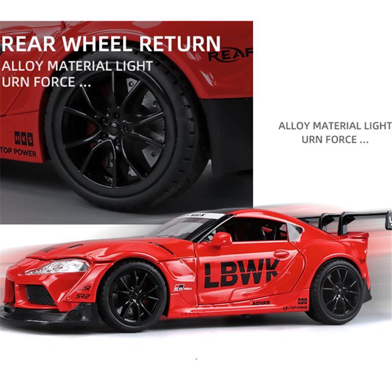 1/24 Toyota SUPRA Track Alloy Sports Car Model Diecasts & Toy Vehicles Metal Car Model High Simulation Sound and Light Childrens Gifts