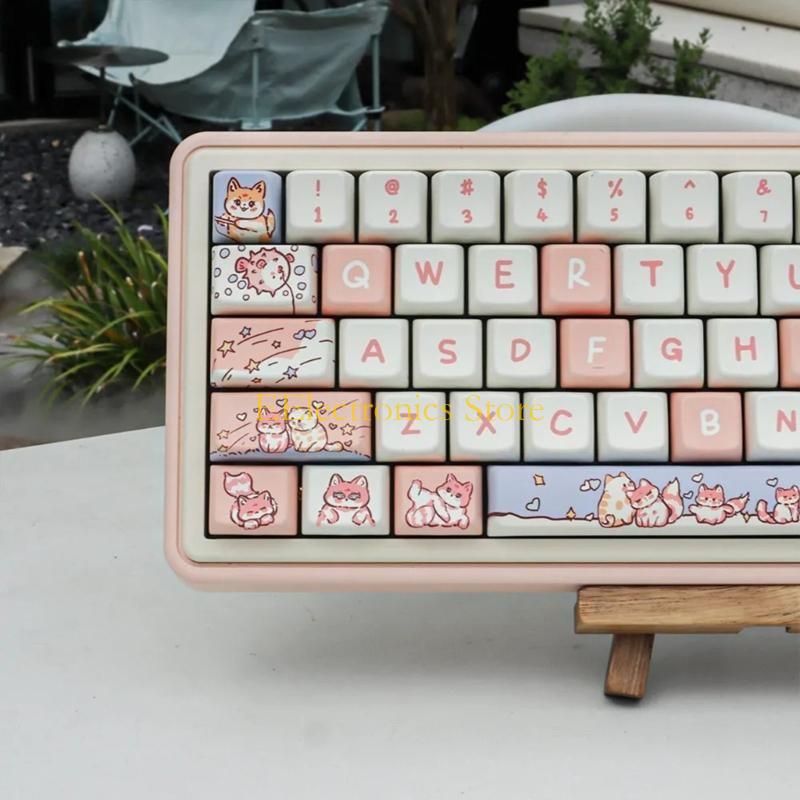 B03C Keycaps MDA Profile Cartoon Cute Animal PBT DyeSublimation 151 Keys Keycap Suitable for CrossCore Mechanical Keyboards