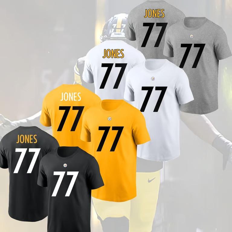 HOT B. Jones #77 Pitt S. 2025 Player Name & Number Fan Gift Unisex T-Shirt L