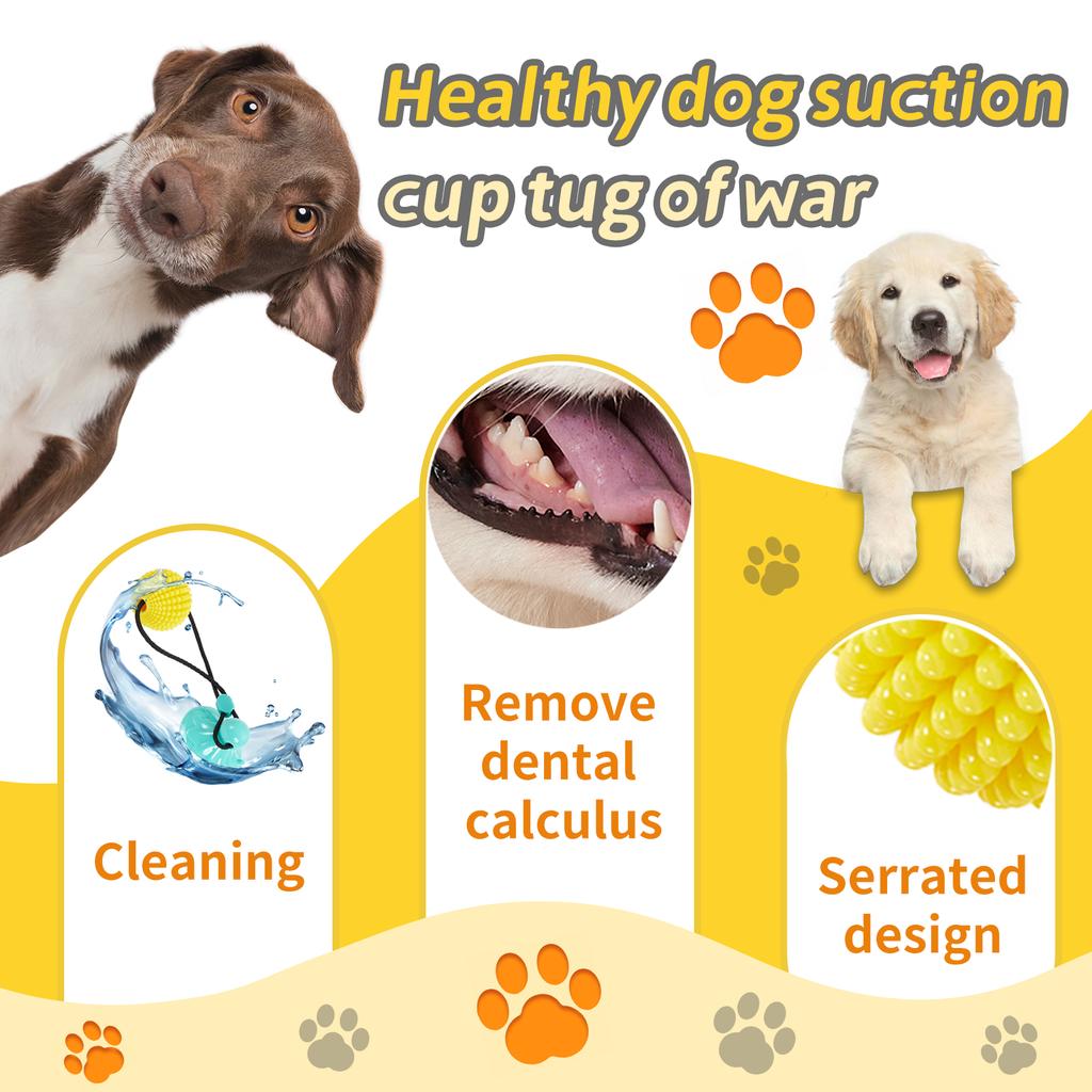Pet Suction Cup Grinding Toy Ball, Teeth Cleaning And Anti-Biting, Interactive Pull Rope Tug-Of-War Toy, Suitable For Small Dogs