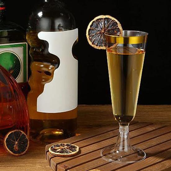 5 Bucăți Pahare Tip Tumbler din Plastic 150ml Transparente Elegante De Unică Folosință pentru Petreceri cu Margine Aurie Ușoare Recipiente pentru Băuturi pentru Nunți Recepții Și Sărbători