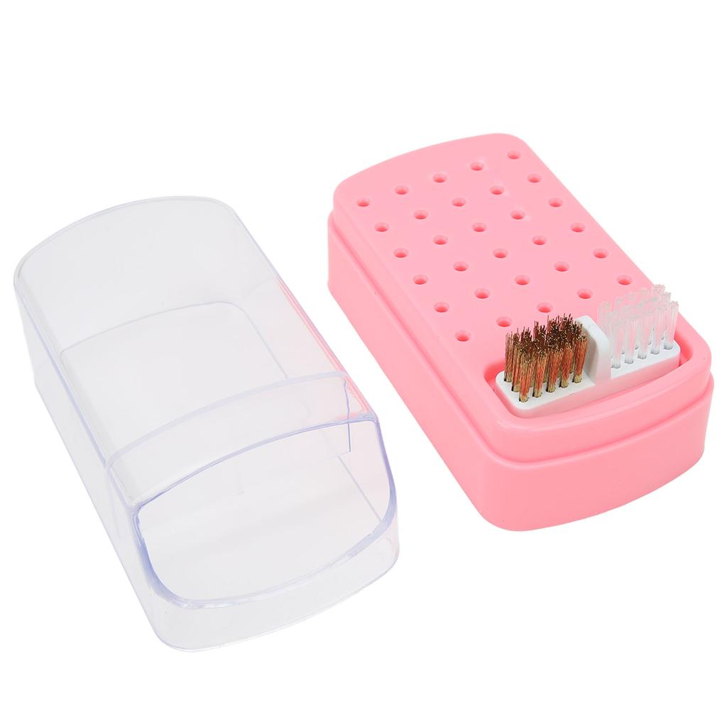 30 Holes Nail Drill Bit Holder Cleaning Brush Case Dsut Proof Stand Display Storage Manicure Tools