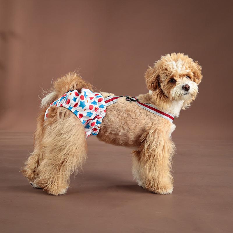 Large Dog Washable Menstrual Pants with Suspenders - Reusable and Safe Pet Physiological Wear.