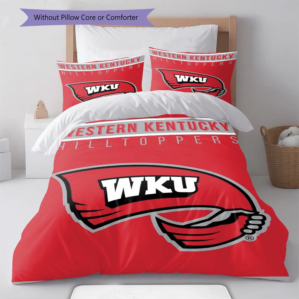 Western Kentucky Hilltoppers Pattern Bedding Set Quilt Cover Pillowcase Home Decor Gift (1 * duvet cover + 2 * pillowcase, without core)