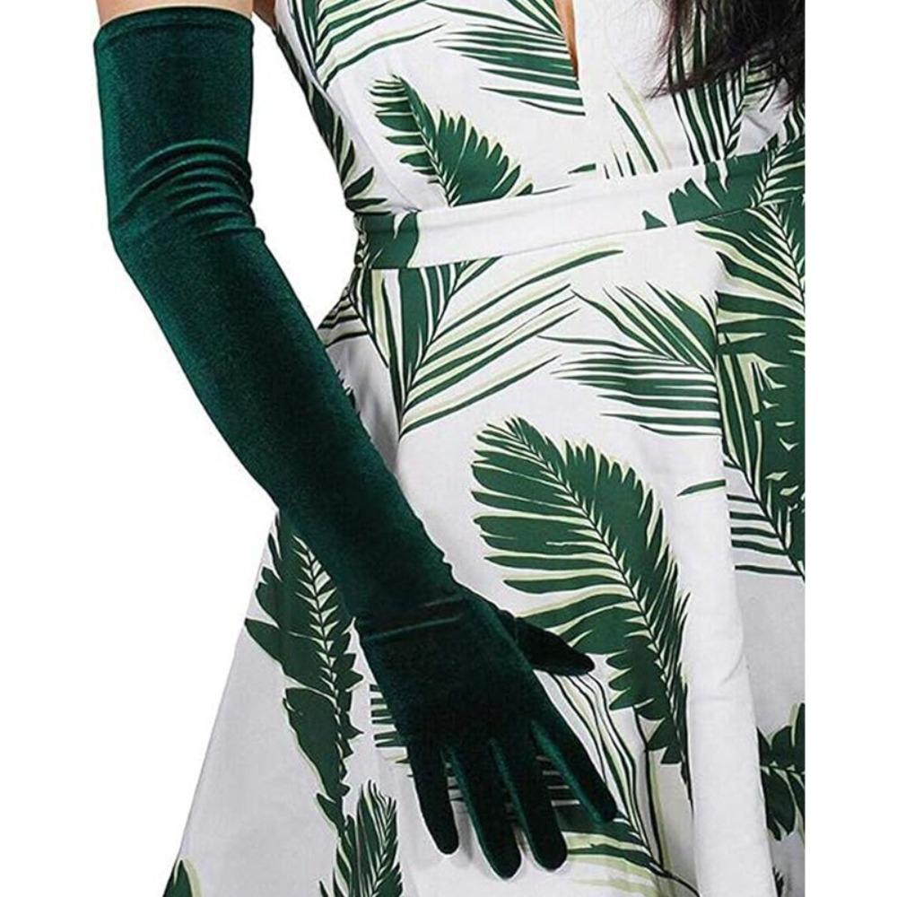 Retro-lange Fäustlinge aus goldenem Samt für Abendkleider – neue Benimmhandschuhe als Geschenk