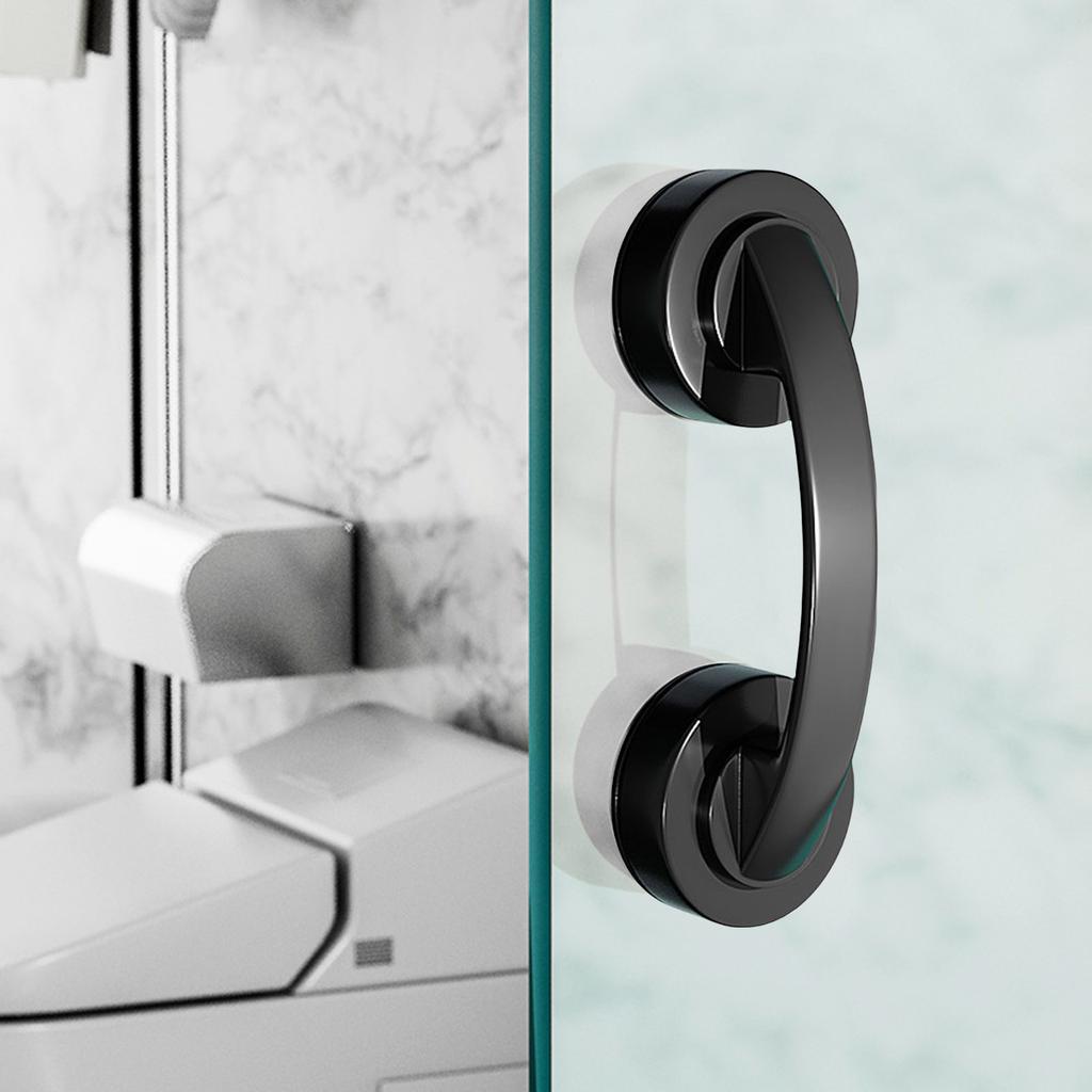 Without Drilling Black Glass Door Handle Easy Installation Sturdy ABS Materials Designs for Home Office and Shop