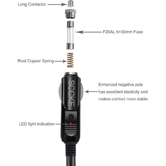 Адаптер питания от прикуривателя 14 AWG 12 В 24 В