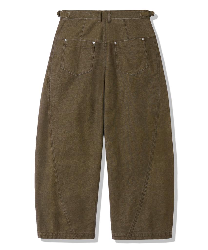 TRILLION Adjust Pigment Curved Cotton Pants_Khaki Brown