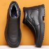 The first layer of cowhide winter wool men's cotton shoes with velvet warm leather shoes medium and old men's shoes are soft
