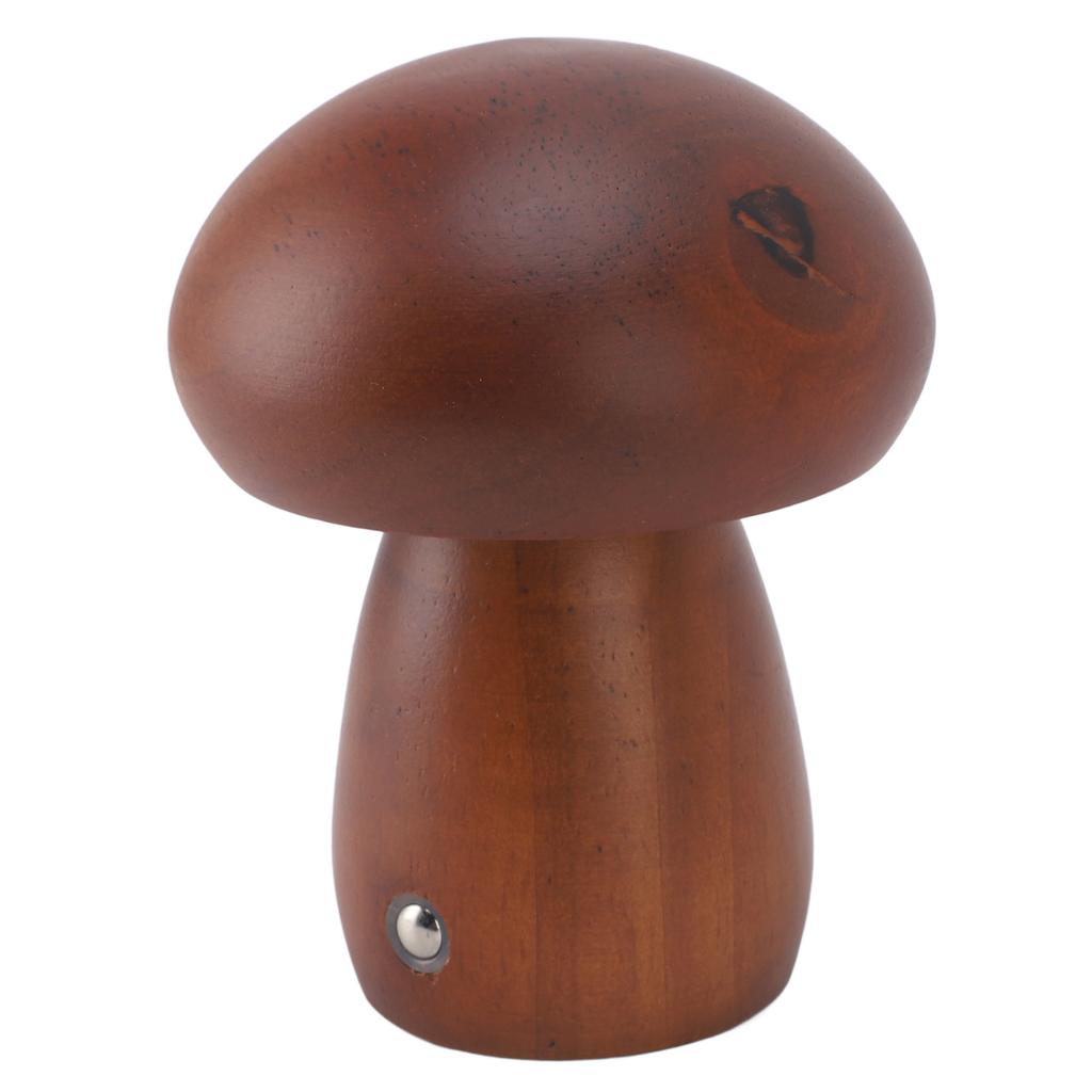 Small Wood Mushroom Lamp USB Charging Cordless Bedside Touch Lamp Portable Dimmable Table Lamp for