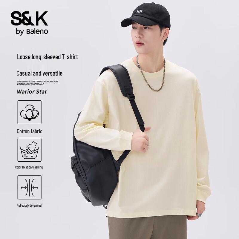 Baleno Men s S&K Series Pure Cotton Crew Neck Long Sleeve T-Shirt S