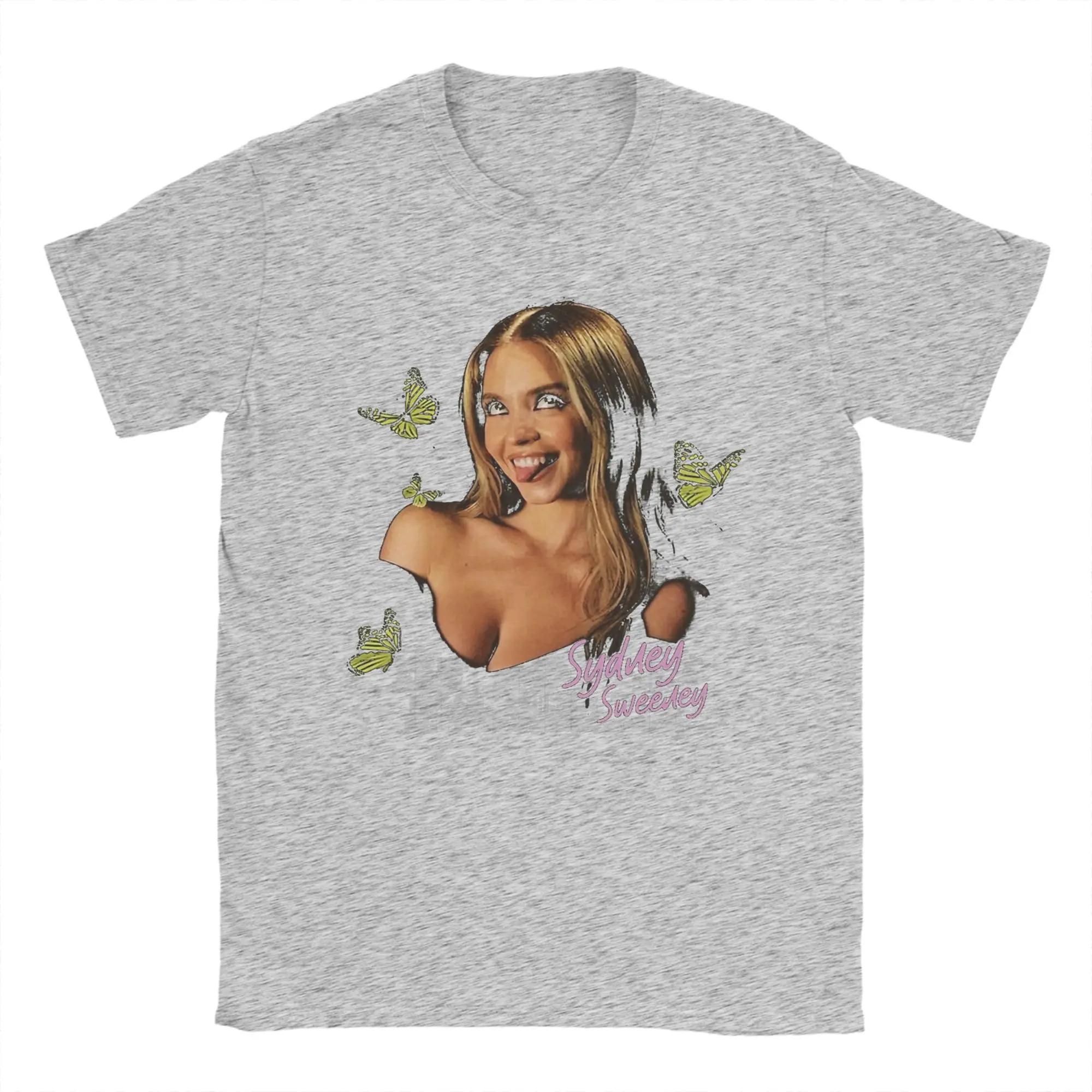 

Men Women Sydney Sweeney Butterfly T Shirt Cotton Clothing Short Sleeve Crew Neck Tee Shirt Birthday Present T-Shirt 5XL різнокольоровий
