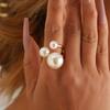 Creative Temperament Three Imitation Pearls Metal Base Opening Rings for Women Fashion Finger Joint Ring Jewelry Accessory Gift
