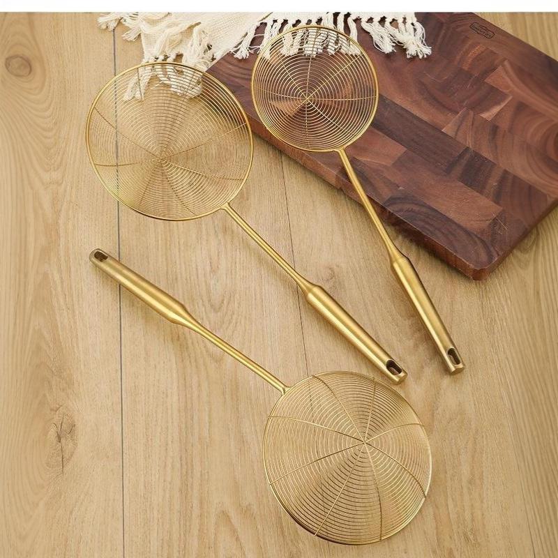 Stainless Steel Spider Strainer Skimmer Easy to Clean Long Handle for Home Kitchen Frying Food Pasta Vegetable Draining