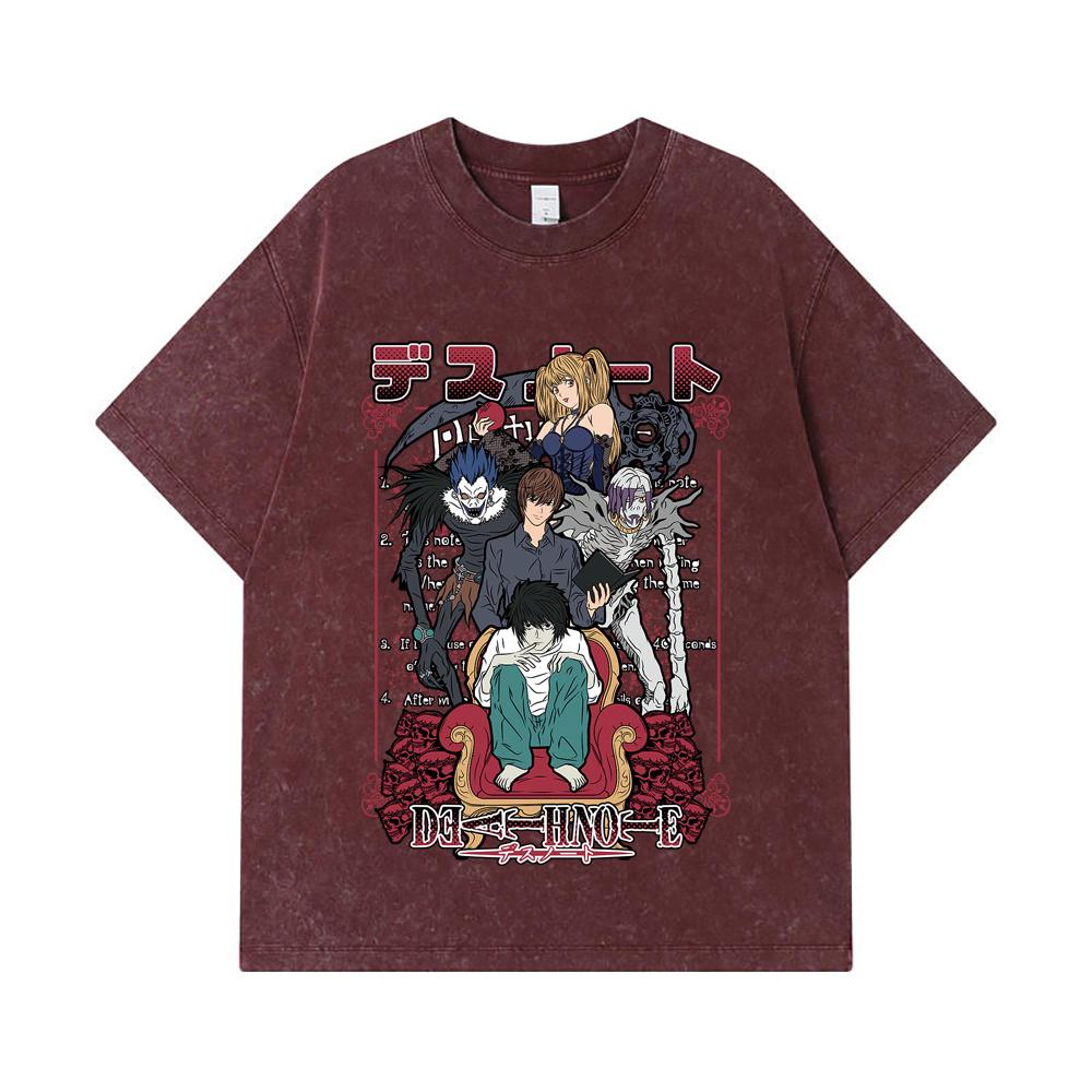 275 GSM Washed T-shirts 100% Cotton Death Note V1 Print Unisex Heavy Cotton T Shirt
