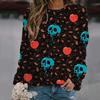2024 Autumn/Winter Halloween Shoulder  Fashion Women's Long Sleeve T-shirt Hot Trendy Fashion Top