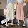 Skirts for Women Fashion Elegant Elastic High Waist Basic Pleated Skirt Solid Casual A Line Summer Midi Skirt