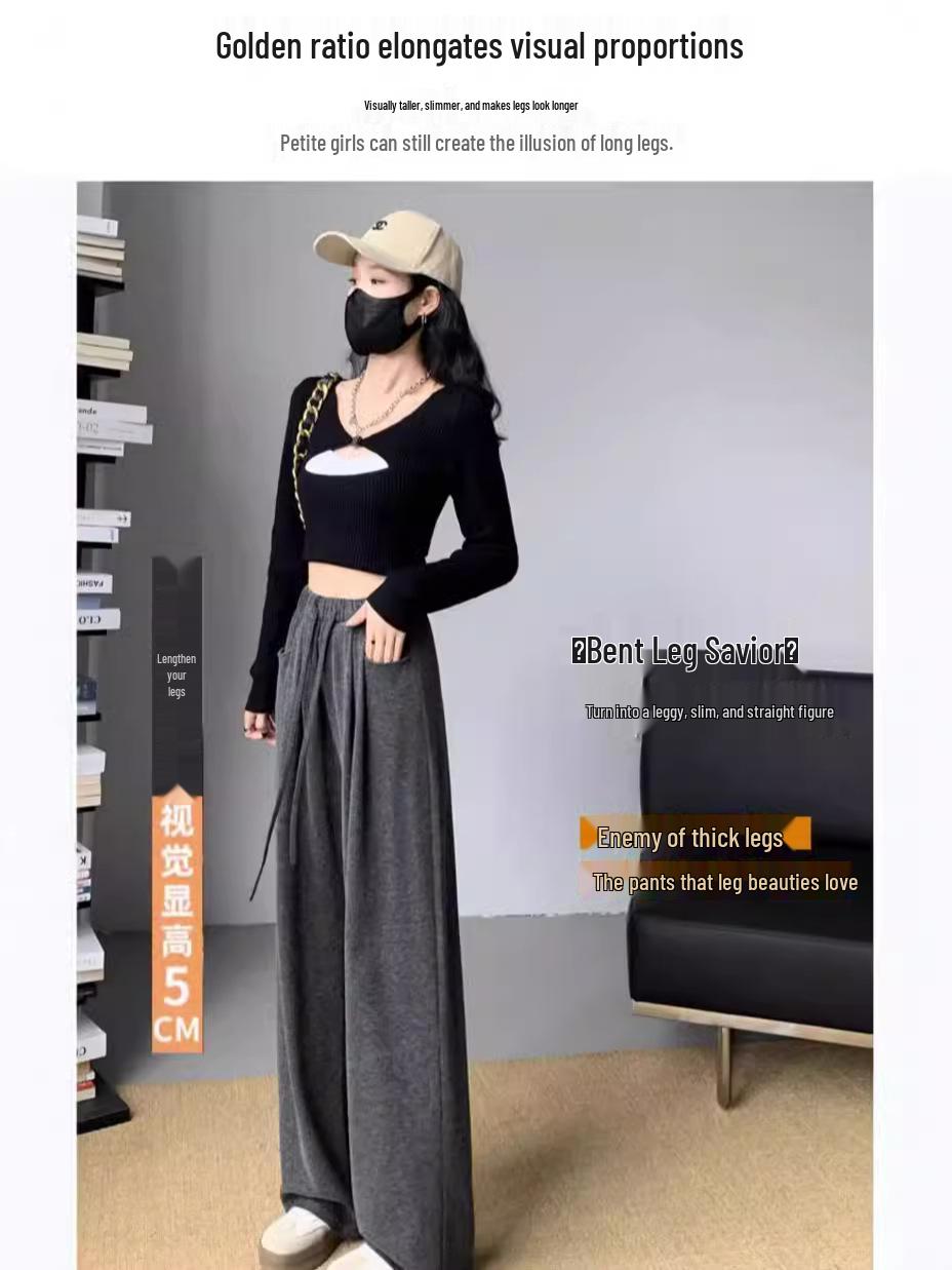 

Женские однотонные брюки с высокой талией и широкими штанинами, весна/осень 2024 - Свободный крой, стройнящие, драпированный дизайн прямых штанин L