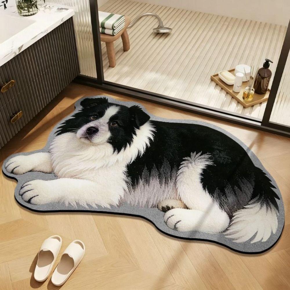 Pet Theme Rug Dog Shaped Rug Special-shaped Animal Floor Mat Cute Puppy Print Rug Bedroom Decor