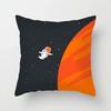 Cartoon Astronaut Polyester Pillowcase Black Orange   Moon Bicycle Cushion Cover Decorative Decoration
