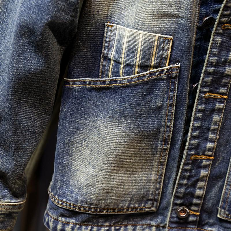 Men's Retro Dark Denim Jacket: Trendy European & American Street Style 