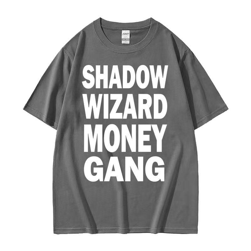 Joeyy Schattenzauberer Geld Gang Buchstaben Druck T-Shirts Lustiges Y2K Meme T-Shirt Herren Damen Harajuku Hip Hop Übergroßes Street T-Shirt