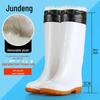 Tendon Sole Unisex White Waterproof Non-Slip Rubber Hygiene Boots for Medium and High Food Safety and Farm Work.