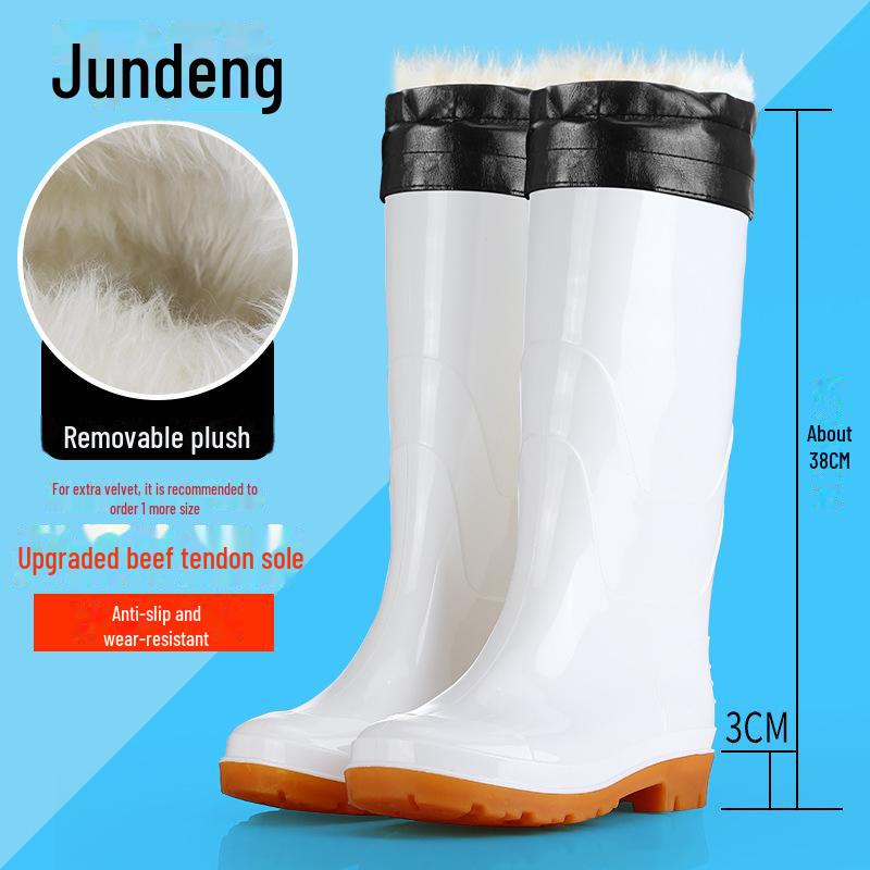 Tendon Sole Unisex White Waterproof Non-Slip Rubber Hygiene Boots for Medium and High Food Safety and Farm Work.