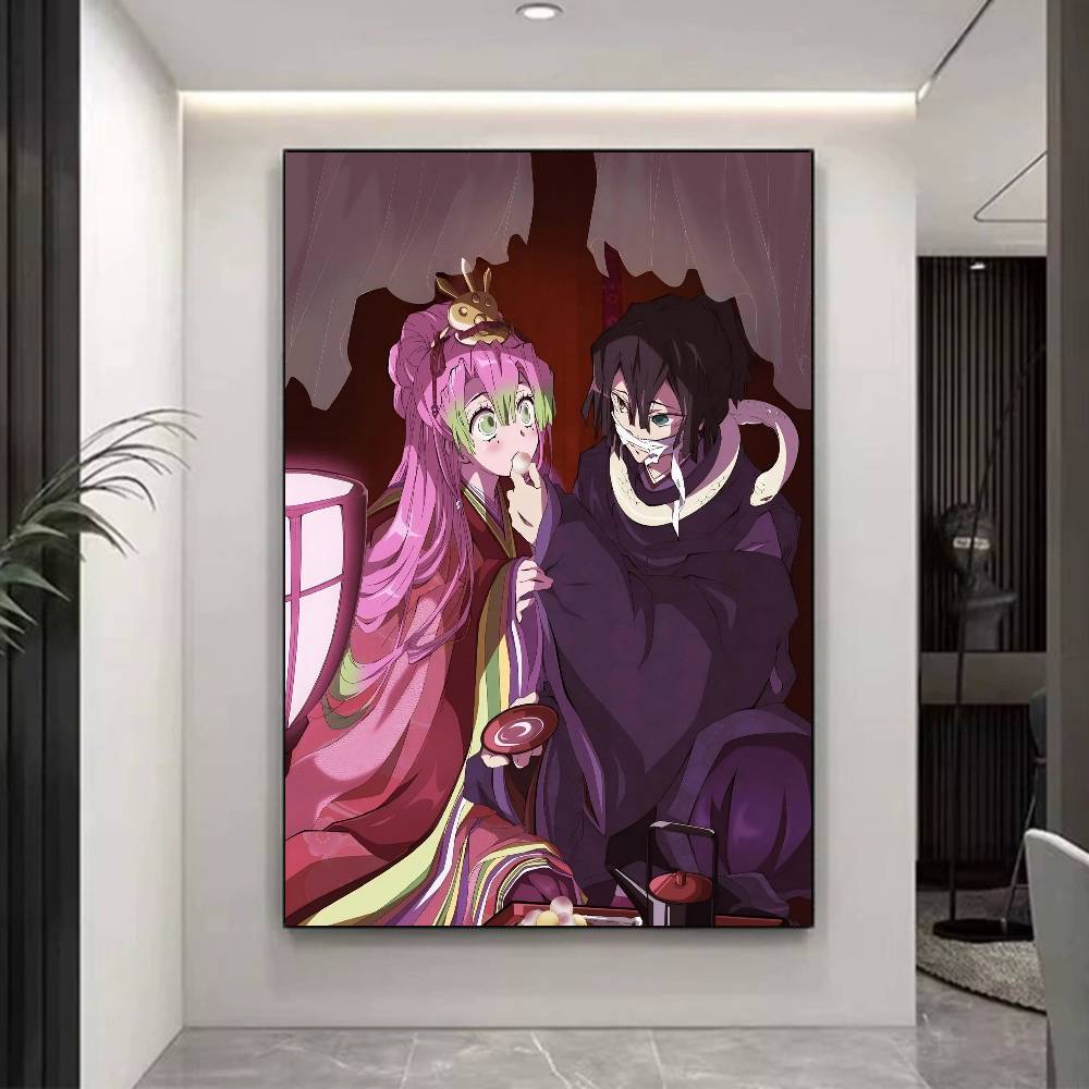 Anime Romance M-Mitsuri And O-Obanai Whitepaper Poster Waterproof Paper Sticker Coffee House Bar Aesthetic Art Wall Painting
