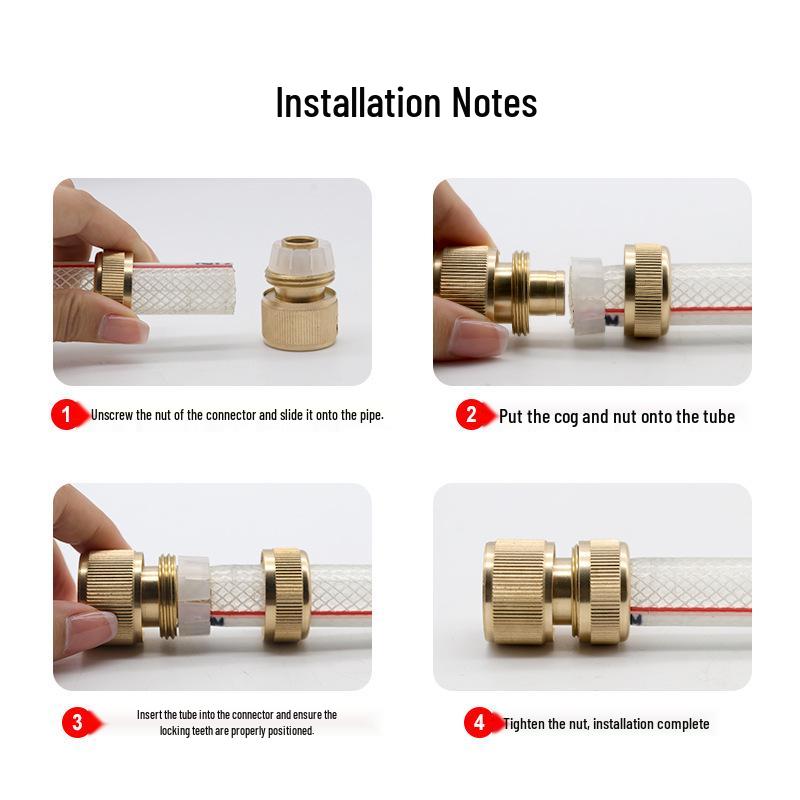 Copper-Plated Water Gun Hose Quick Connector 4-Point Garden Tool