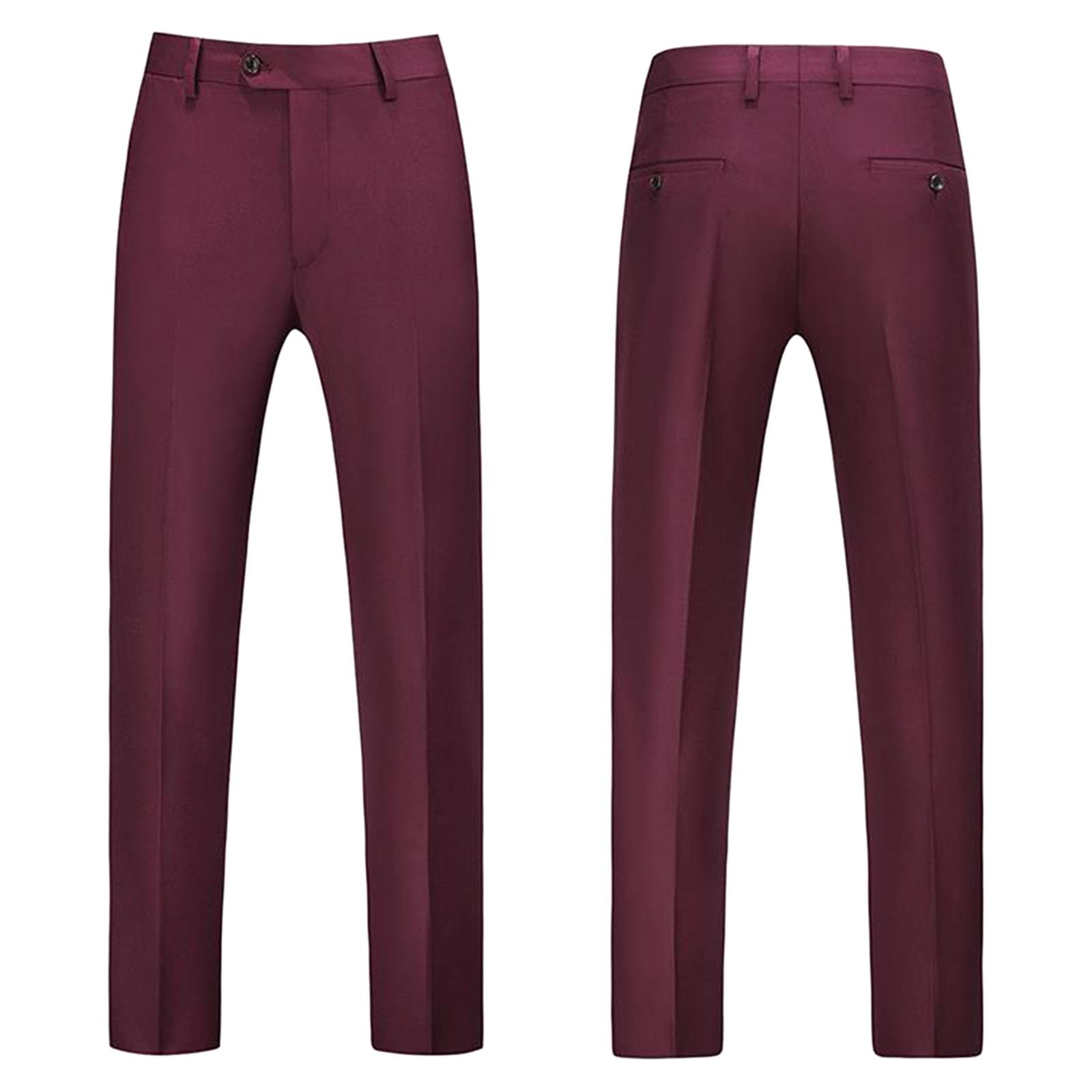 

Men s Oversized Solid Color Suit Pants Men s Business Casual Straight Leg Suit Pants 31 винный