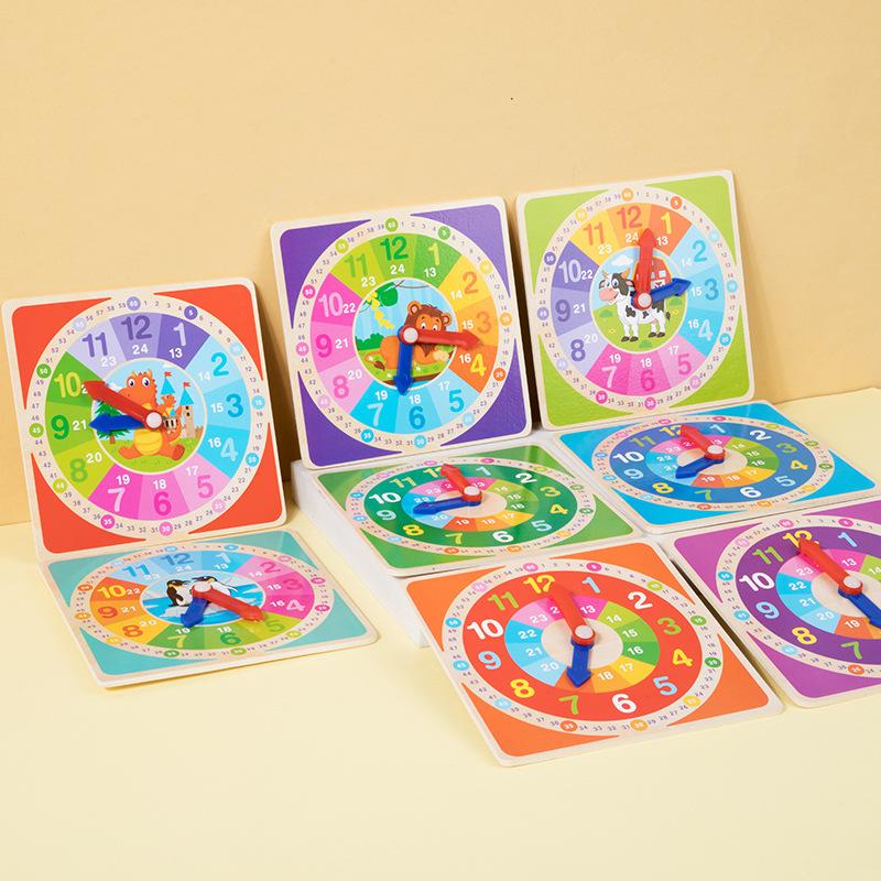 Bai Fen Bai Dolls And Toys Children's Wooden Digital Hour Clock Teaching Aids Multicolor Clock Model Students' Intellectual Development