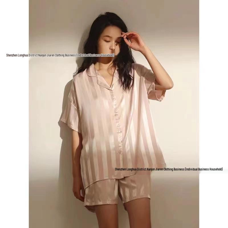 Dámské kostkované pyžamo z ledového hedvábí na jaro/léto 2024 - Dvoudílná sada s dlouhým rukávem