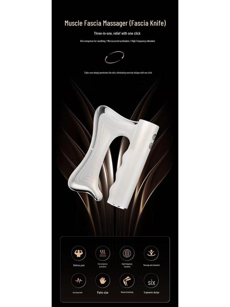 Multi-functional Gua Sha Electric Muscle Massage Gun with EMS Vibration for Fitness and Soreness Relief