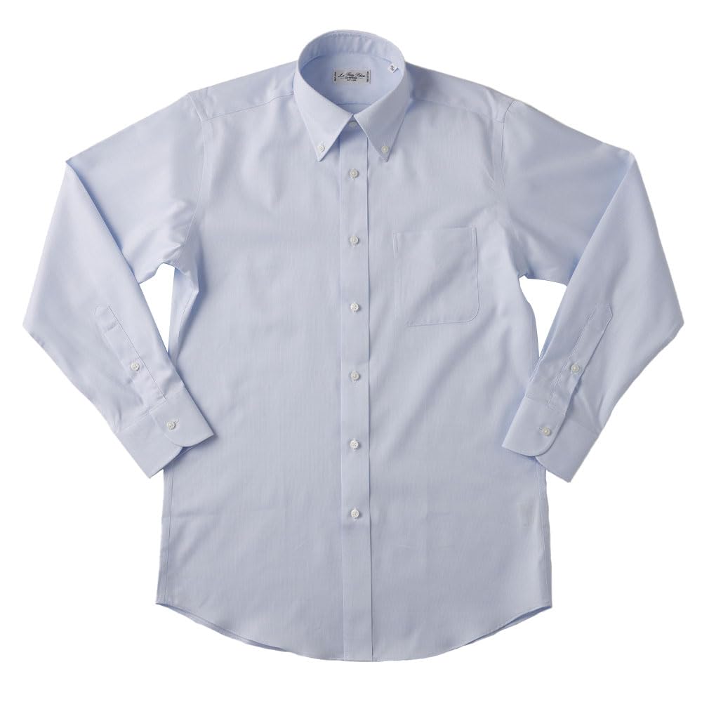 HITOYOSHI Easy Care Shirt Long Sleeve 10 Sizes Royal Hitoyoshi Dress Shirt Cotton LB-B2 [Button Down/Blue Oxford/39-80] Men's 100%