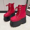 Fashion 13CM,17CM Women's Boots Autumn Women Ankle Boots Platform Wedges High Heels Booties New Fashion Design Red Cosplay Shoes Women
