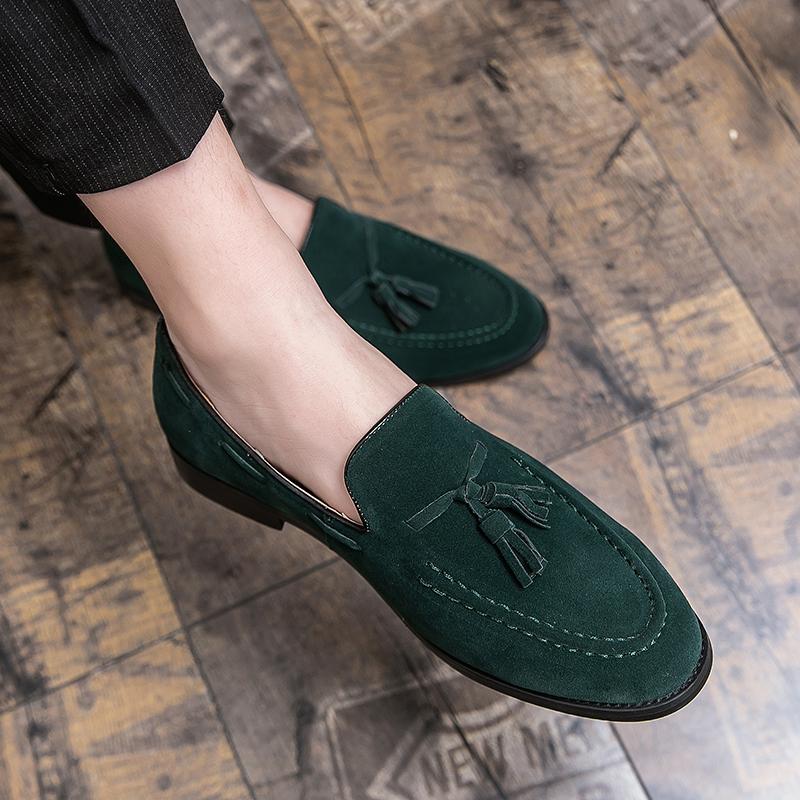 Fashion High Quality Tassel Loafers  Frosted Leather Mens Slip On Footwear Male Comfortable Driving Shoes All-match Male Antiskid Flats