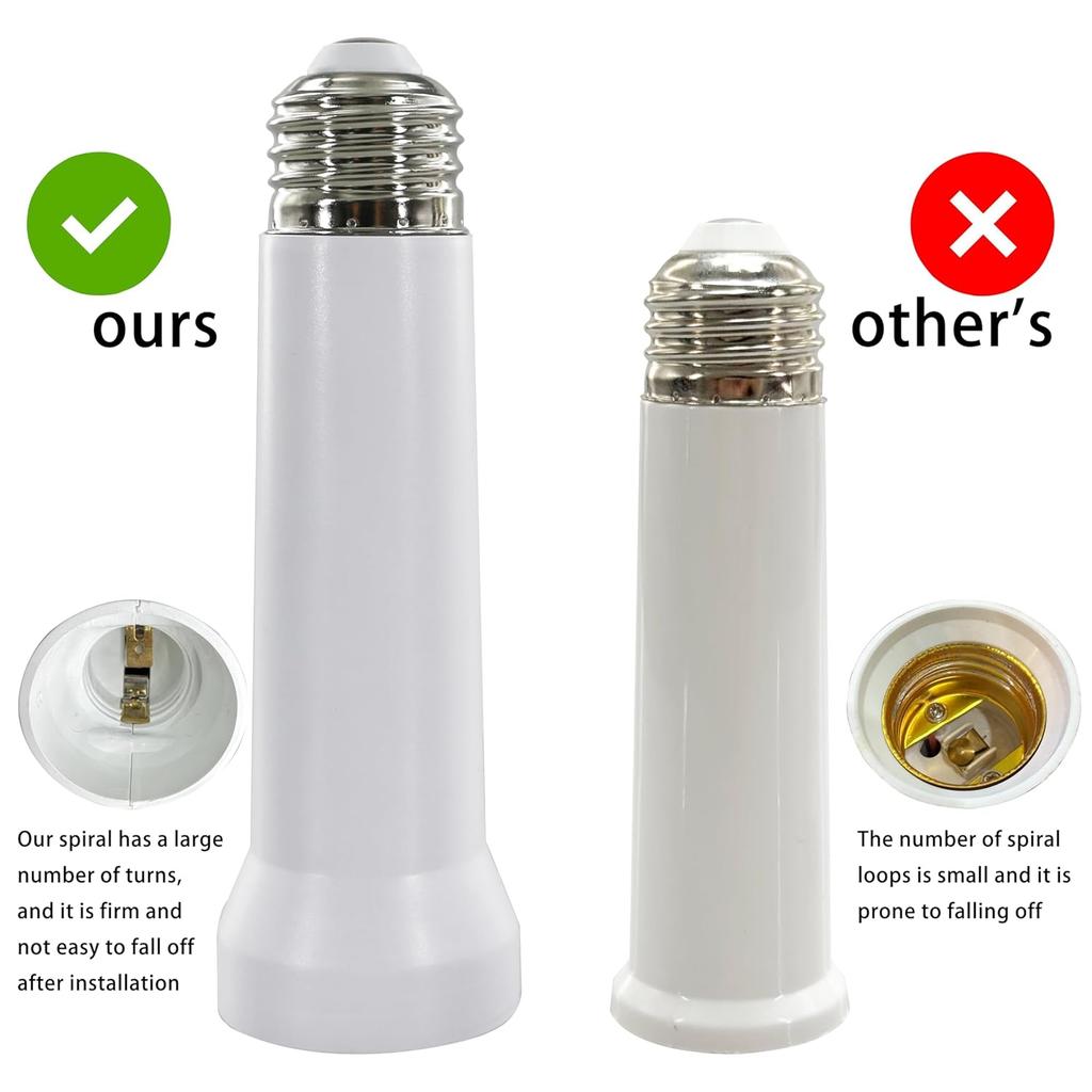Light Socket Extender, E26/E27 Light Bulb Socket Extender Standard Medium Base, 5.31 inch LED Light Bulb Extension Socket Adapter for Screw in