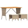 VidaXL Ensemble à manger de jardin et coussins 3 pcs Beige poly rotin, ensemble à manger d'extérieur, meuble à manger de 4104137