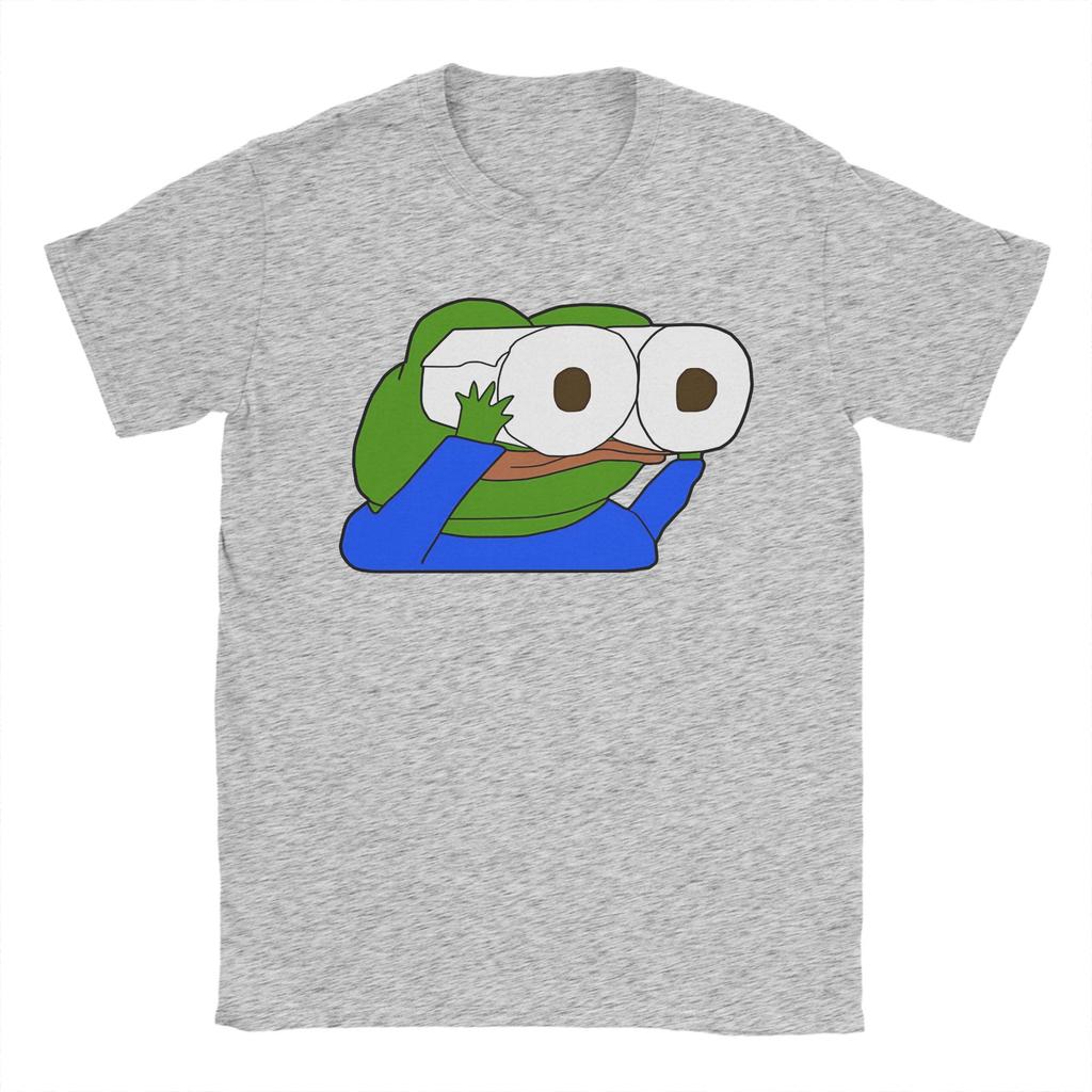 Pepes Toilet Paper Roll Binoculars Printed T Shirt Men Women Funny Meme Pure Cotton Tee Shirt Clothing