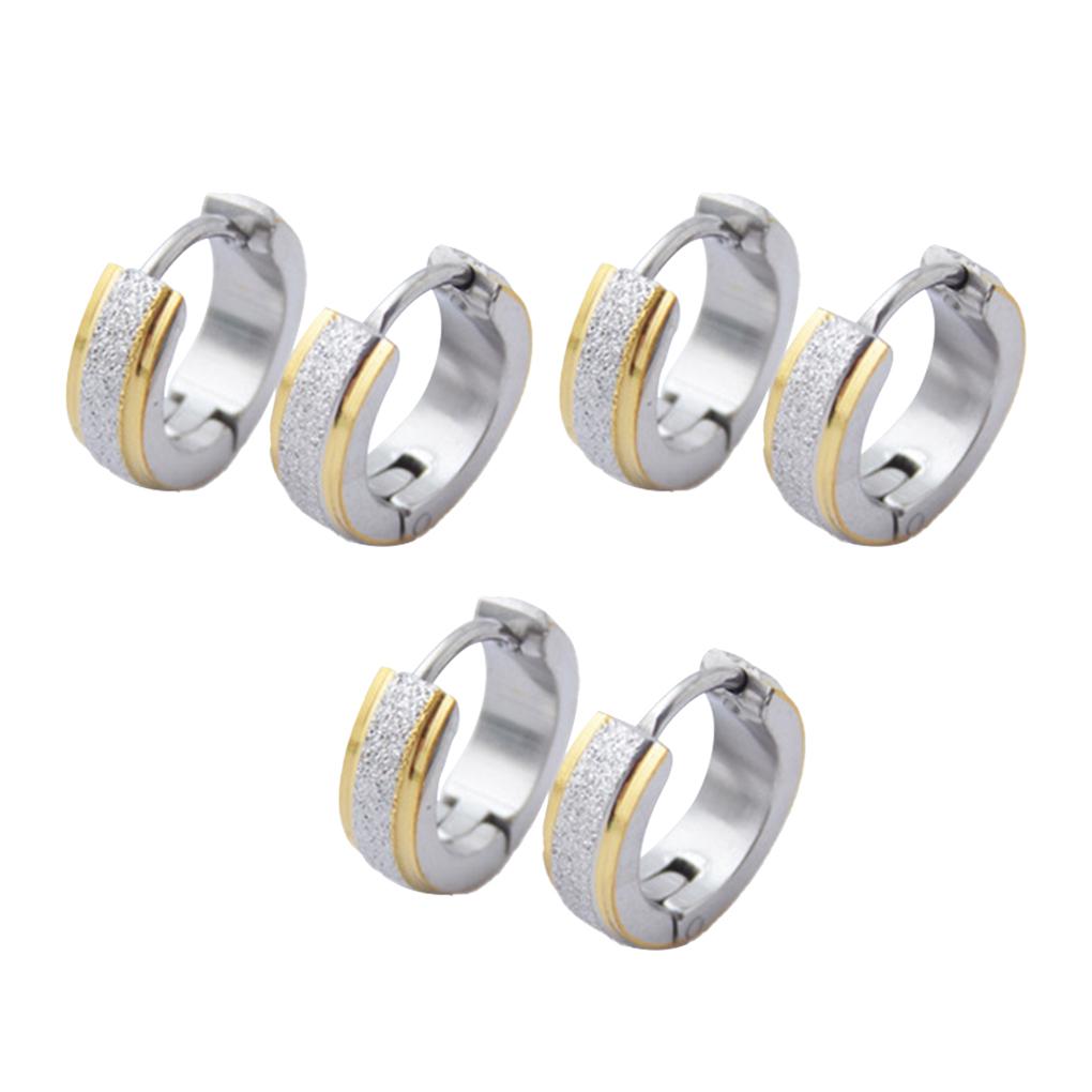 3 Paar Kreuzohrringe für Herren Ohrschmuck Klapp-Creolen Exquisite Anhänger Galvanisiert Fels Mattiert Geschliffen Piercing Geschenke