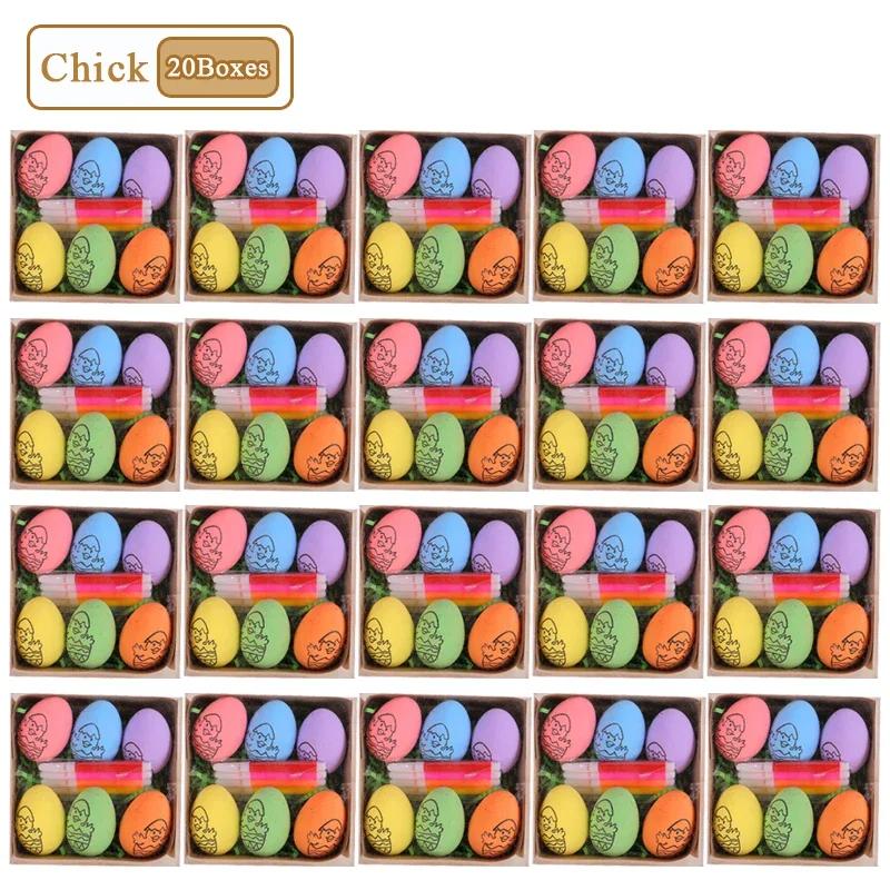 1-20Sets Easter Decoration 2025 DIY Hand Painted Eggs 6 Pcs Cartoon Bunny Eggs Kids Hand Painted Set Gift Home Decoration