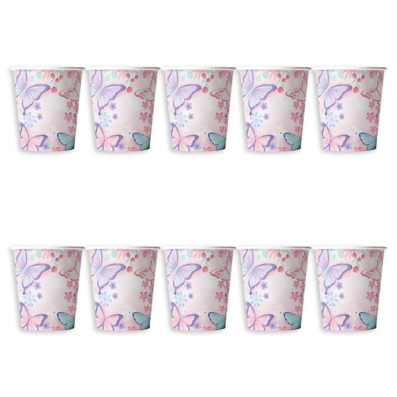 

1Set Butterfly Birthday Party Pack Includes Plates Napkins Cups Flags and Swirls and More For Optional Package