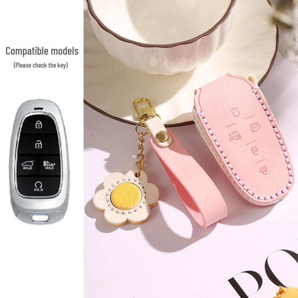 Genuine Leather Key Cover for Hyundai Sonata (7-button) & Tucson (5-button)