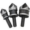 Carbon Steel 90° Round Shank Five-Flute Countersink Set (12/16/19mm) - Woodworking Chamfer Cutter Drill.
