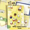 Rabbit Color Page Leather Book A5 Notebook Cute Cartoon Rabbit Diary Office Leather Notebook