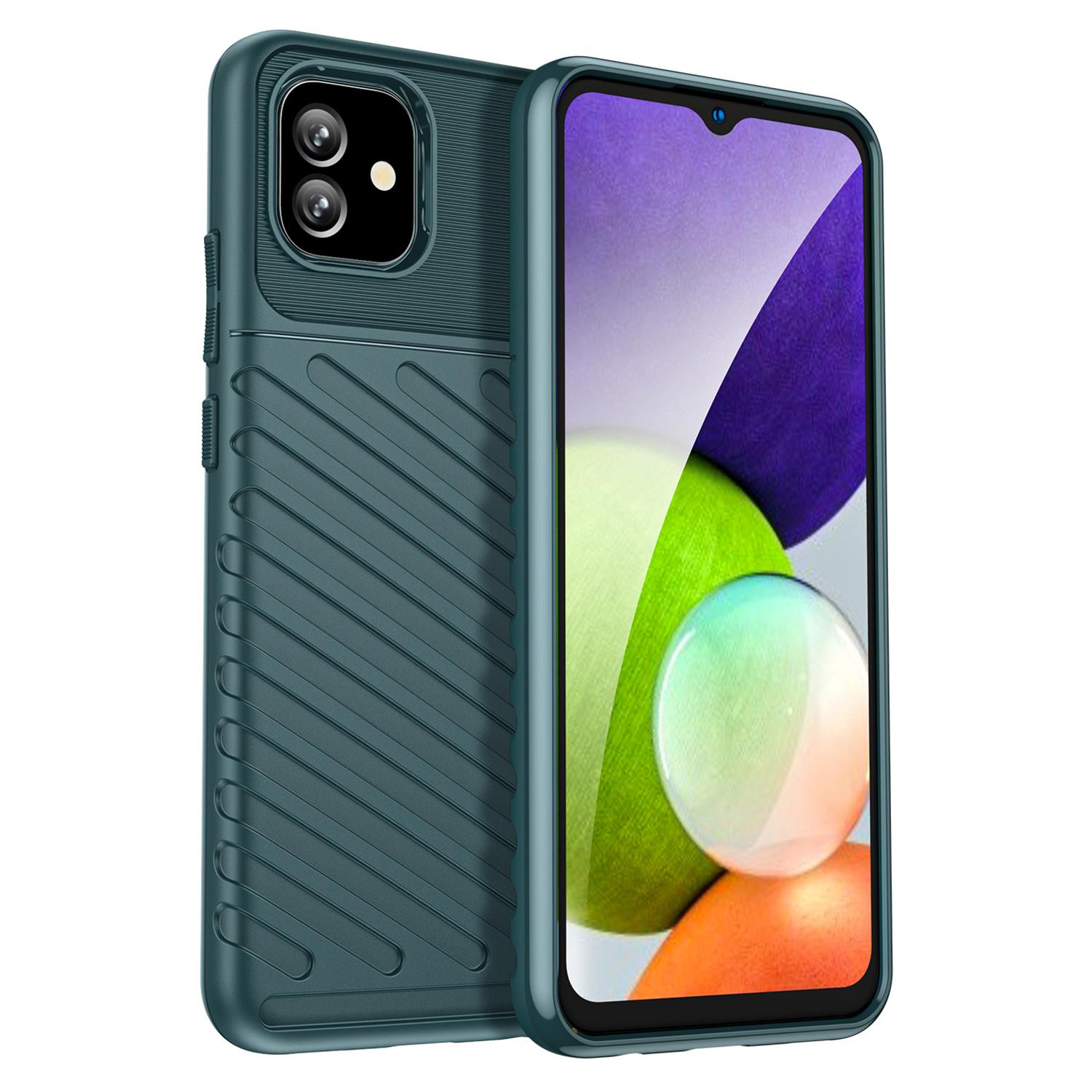 

For Samsung Galaxy A04e 4G/F04 4G/M04 4G Thunder Series Twill Design Thickened TPU Protective Case Scratch-resistant Phone Back Cover Green