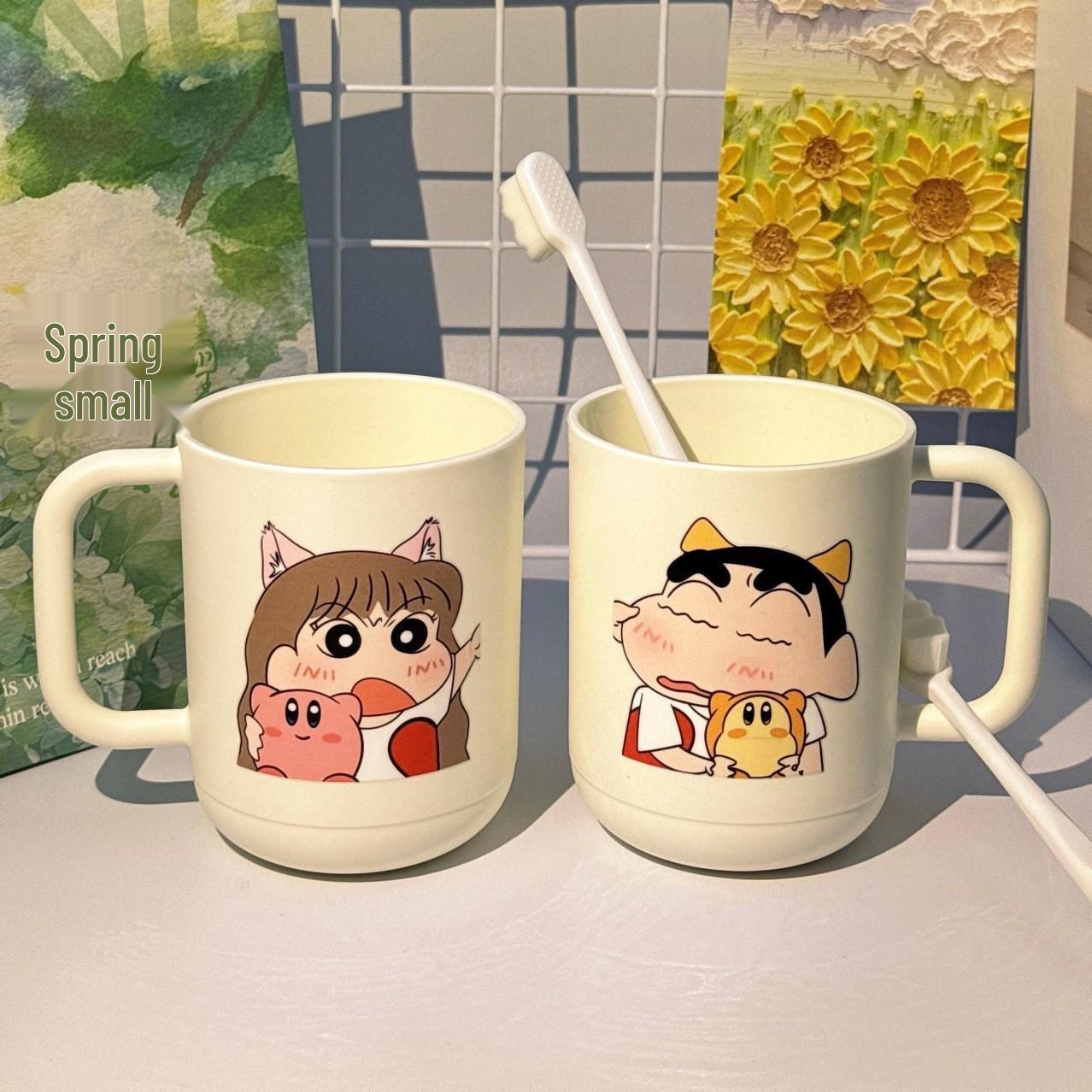 

Crayon Shin-chan Cartoon Couple Toothbrush Cup - Cute Plastic Mouthwash Cup for Home, Dorm, Kids, Students Dog Ear Shin-chan