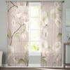 Spring Brown Background Peach Blossom Tulle Curtains for Living Room Home Decor Window Curtain Kitchen Sheer Voile Curtain